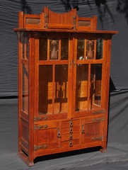Very Rare Early Stickley Brothers China Cabinet, mint original finish, signed.